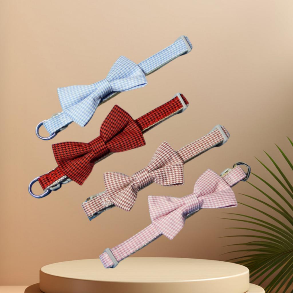 Pet Collar, Houndstooth Bow, Collar, Small And Medium Sized Cats And Dogs, Universal Non-strangulation Neck, Adjustable Dog Collar