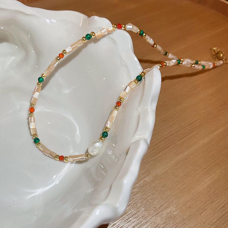 Cherry Gummy Crystal Heart Beaded Stackable Necklace - Summer Collarbone Chain Exquisite Design