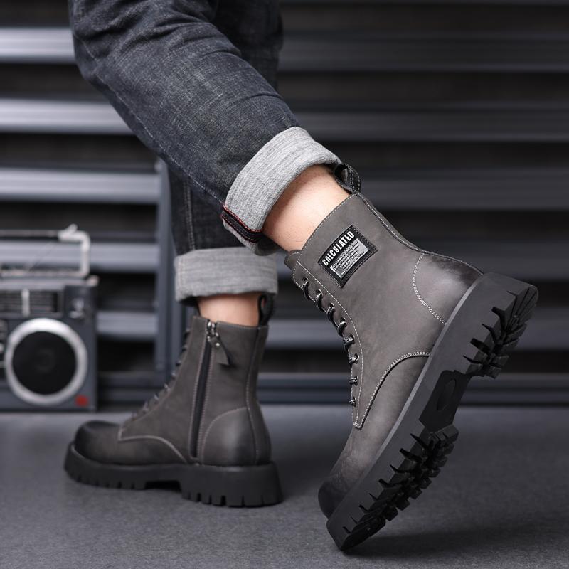 Fashion New Leather Ankle Boots Classic Man Motorcycle Botas Handmade High Top Male Sneakers Stylish Casual Leather Men Cowboy Boots