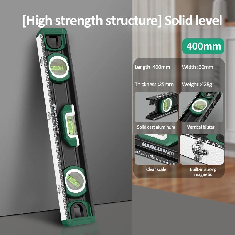 300mm/400mm/500mm Căutător de Unghi Portabil Raportor Inclinometru Riglă cu Nivel cu 3 Bule Nivel cu Bule Magnetic din Aluminiu Turnat Solid