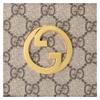 Gucci Blondie Round Interlocking Double G Zipper Closure Leather and Canvas Crossbody Shoulder Bag Women's Style