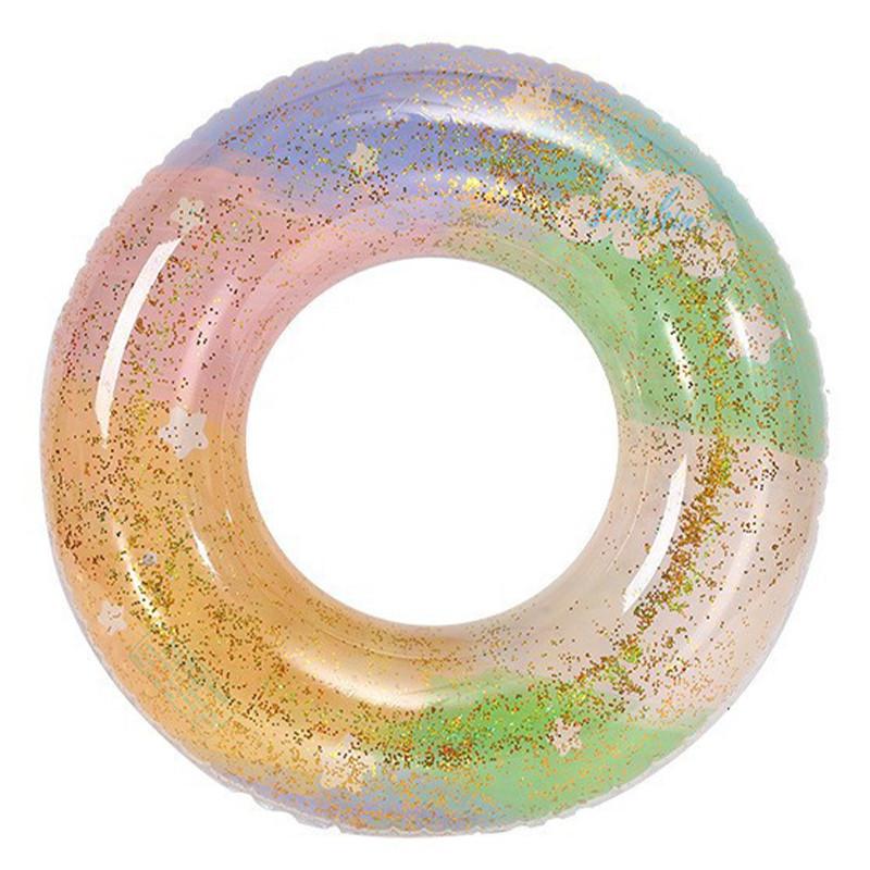 Adult Children Swim Ring Thickened Water Toy With Sequin Ink Pattern Painting