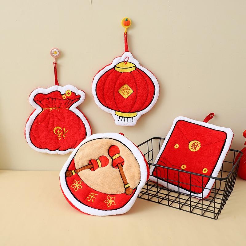 Kids Cartoon Hand Towel Coral Fleece Thick Hanging Towel for Kitchen Bathroom Soft Absorbent Washcloth Children Gift Set with Loop