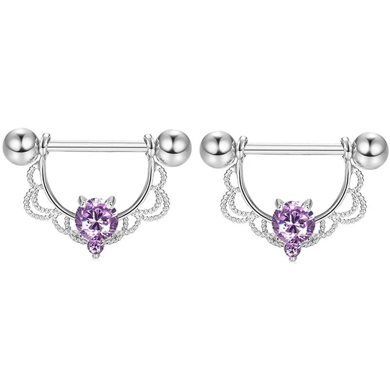 Rosa Herz Brustwarzenpiercing Stange Set Glänzende Kristall Brustwarzenringe Großpackung Für Frauen Blume Brustwarzen Schmuck Packung Piercing Teton Mengen