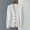 Men's V-Neck Knitted Cardigan - Business Casual Solid Sweater Jacket for Spring & Autumn.