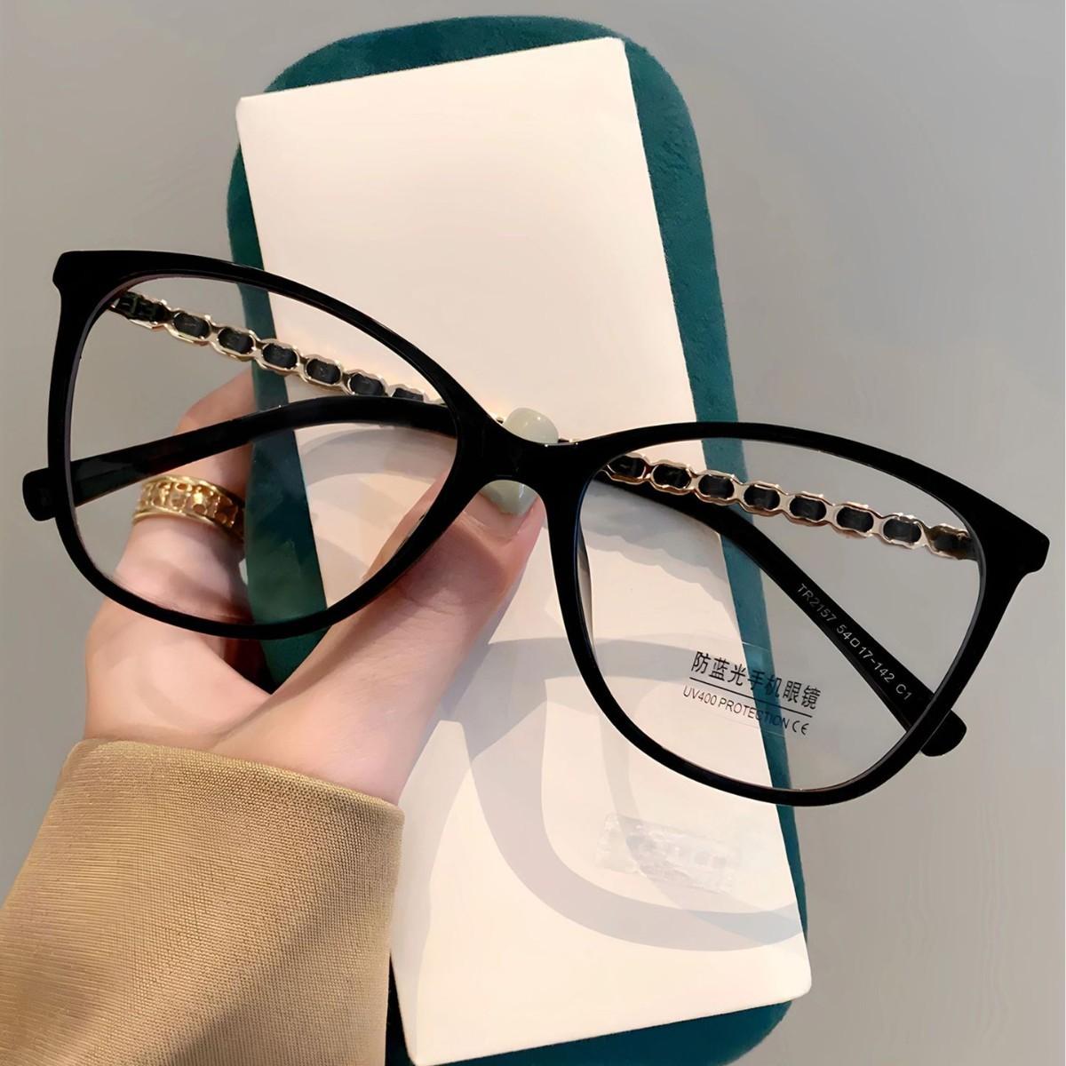 

Xiaoxiangjia Versatile Cat Eye Glasses Women s Plain Eye Frame Advanced Sense Myopia Glasses Fashion Anti-Blue Light Flat Mirrors