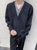 Korean Style Men's V-Neck Knit Sweater: Versatile Fake Two-Piece for Autumn/Winter