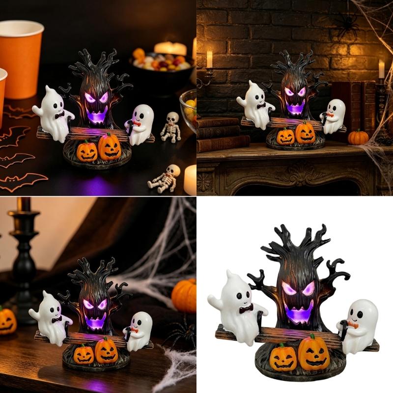 Indoor Character Lamp with USB Cable, Molded Display Form, and Tree Center Light for Shelf, Desk, and Side Table Use, 17.5 x 11 x 15.5 cm
