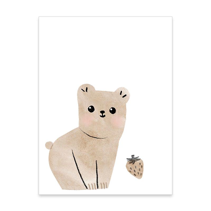 Cartoon Elephant Giraffe Cute Watercolor Poster Canvas Painting Nursery Wall Art Print Picture Kids Boys Girls Room Home Decor