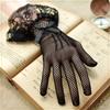 Sheer Lace Hollow Out Mesh Gloves Ultra Thin Stretchy Soft Full Finger Women's Gloves for Wedding Ceremony Event Black White