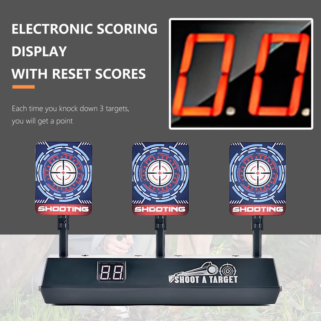 WALWAL Auto-Reset Electronic Scoring Net Compatible Shooting Target for Nerf Gun Toys (3 Targets)
