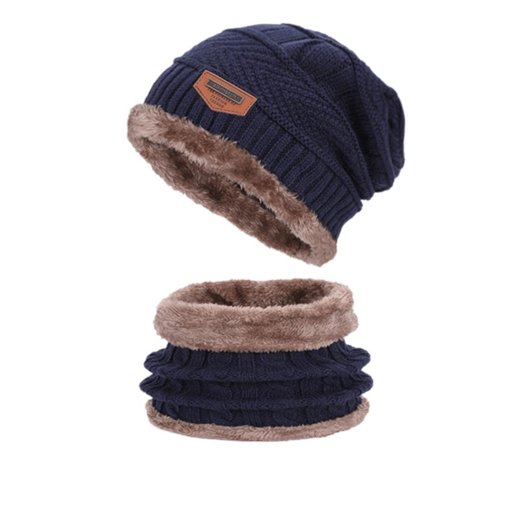 Fashion Warm Hat Scarf Set Knitted Soft Neck Scarf Cap Set Autumn Winter Thicken Fleece Ski Cap Bonnet Hat