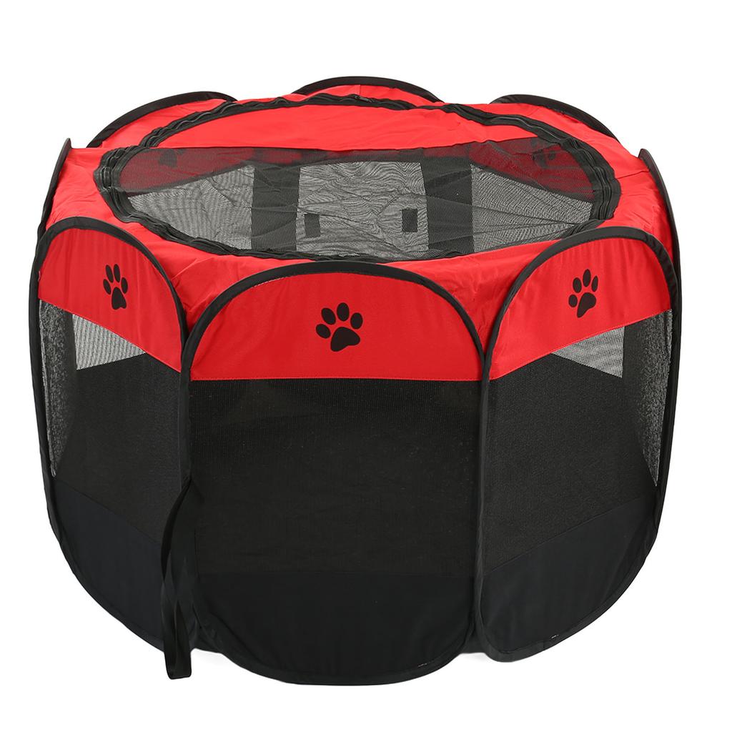 Haustier Laufstall Atmungsaktives Netz Abnehmbarer Reißverschluss oben Tragbar Faltbar Hunde Katzen Laufställe für Welpenhund