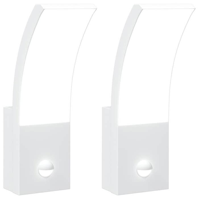 VidaXL Appliques murales LED d'extérieur avec capteurs 2 pcs blanc, éclairage mural LED d'extérieur, lampe murale de jardin, 4006267