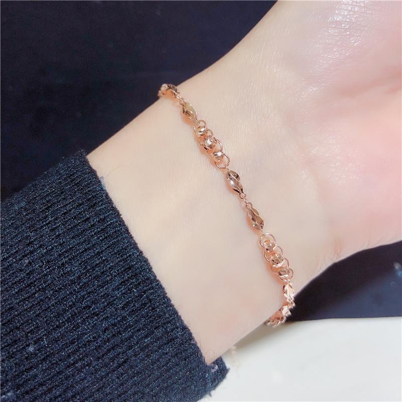 585 Purple Gold Simple, Elegant And Exquisite Temperament Rose Gold-Plated Color Gold Women'S Bead Bracelet