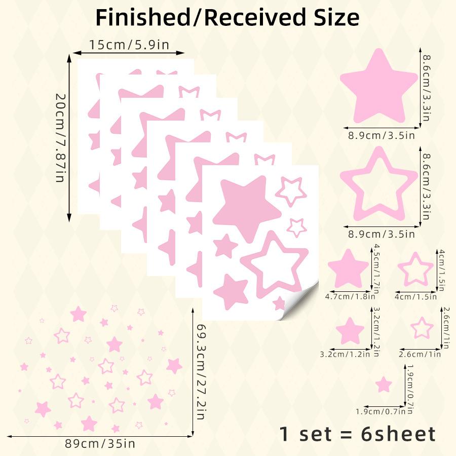

6 Sheets Cute Pink Star Wall Sticker Self-Adhesive, Children s Room Bedroom Home Background Wall Decor 15x20CM 6pcs