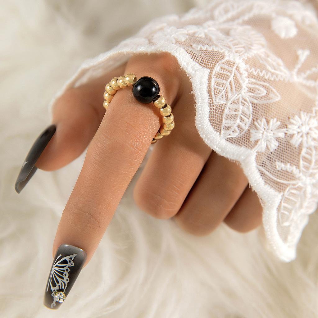 Accessories, French Niche Versatile Beaded Index Finger Ring, Simple Design Imitation Pearl Single Ring for Women