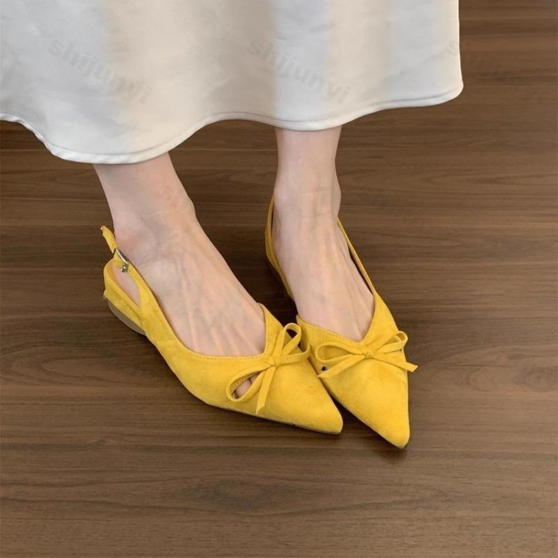 Fashion 2025 Summer Temperament Bow Design Sandals for Women Concise Lightweight Fashion Wedge Heel Shallow Mouth Comfortable Cool Pumps