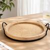 Serving Tray with Woven Inset Elegant Round Handles
