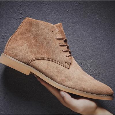 British Style Brown Men's Chelsea Boots Retro Lace Up Suede Boots Men Pointed-toe Leather Casual Ankle Boots Men Botas Masculino