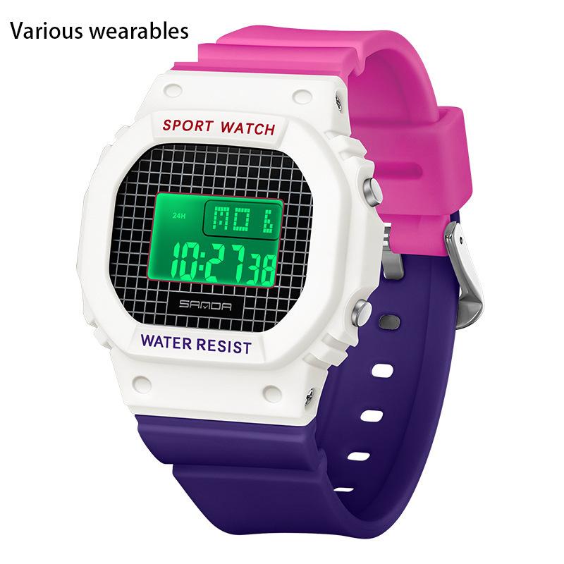 

Новые студенческие мужские и женские квадратные многофункциональные электронные часы водонепроницаемые светящиеся студенческие модные часы-будильник