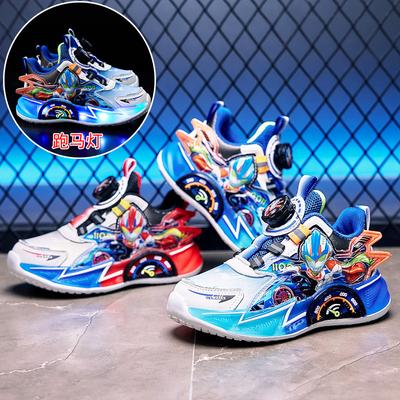 2025 été nouveaux garçons semelle antidérapante chaussures lumineuses boucle rotative pour enfants maille semelle souple moulin à vent chaussures de sport