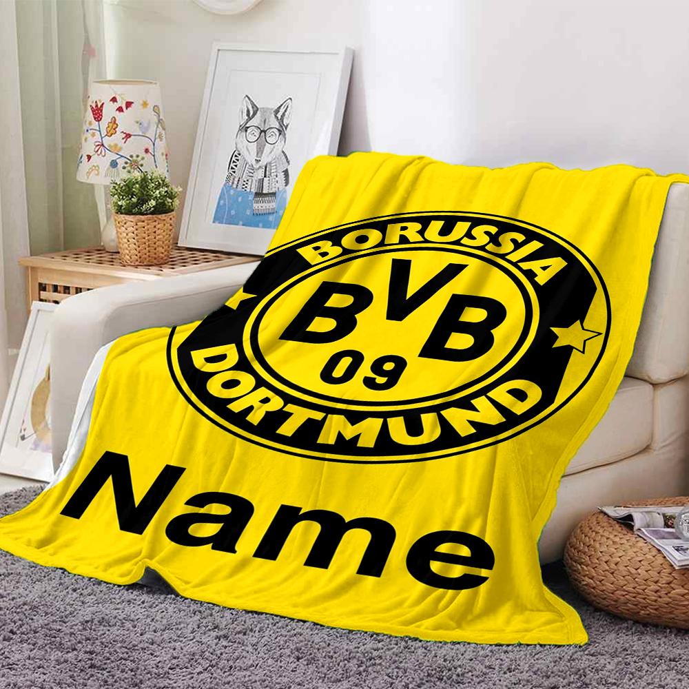 Custom Name Borussia Dortmund Theme Printed Blanket Perfect For Couch Bed Travel Outdoor Use Machine Washable Cozy Durable