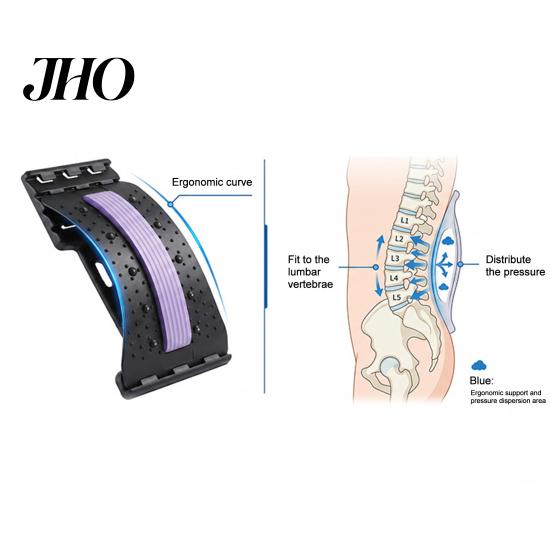 Adjustable Intensity Back Massager Lumbar Stretcher Stretcher, Lower Pain Relief with Magnetic Therapy Spine Decompression & Massage Points, Ergonomic