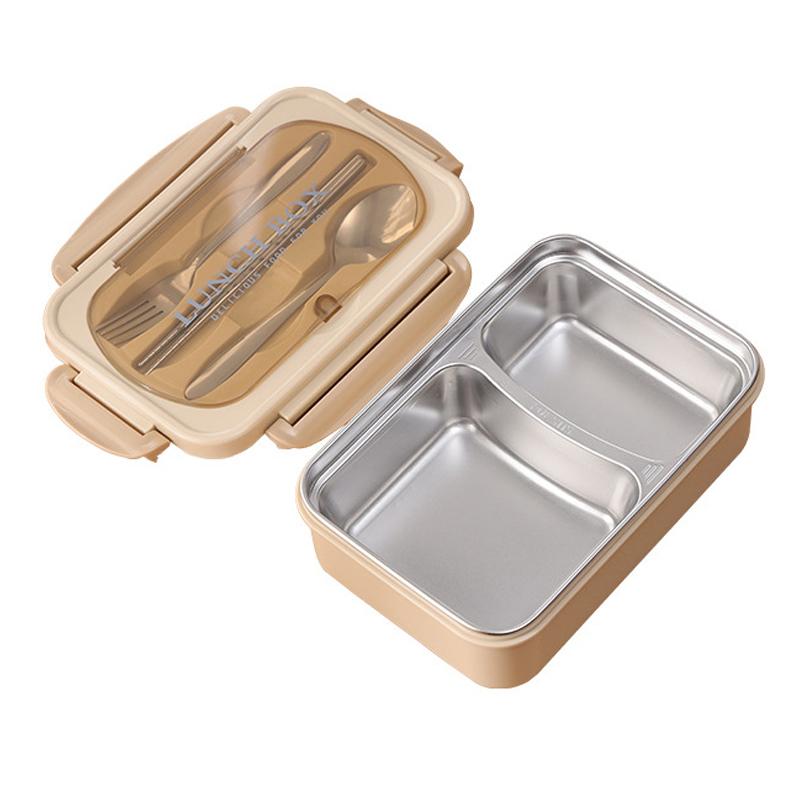 MeyJig Mikrovlnná krabička na oběd Nerezová Nepropustná Bento Box Nádoba na jídlo s nádobím