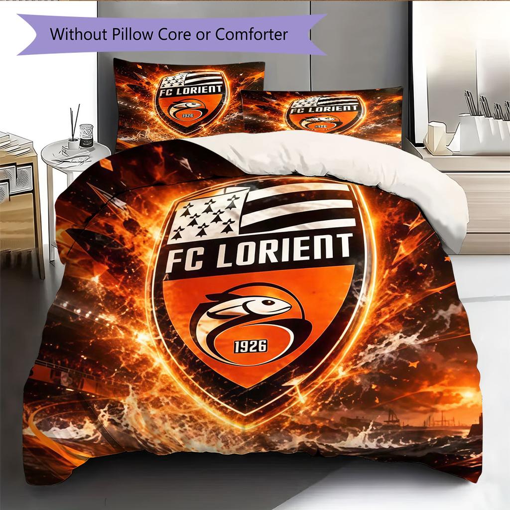 FC Lorient Bettwäsche Steppdecke Set Bettbezug Kissenbezug Heimdekoration Geburtstagsgeschenk (1 Bettbezug + 2 Kissenbezüge, ohne Füllung)