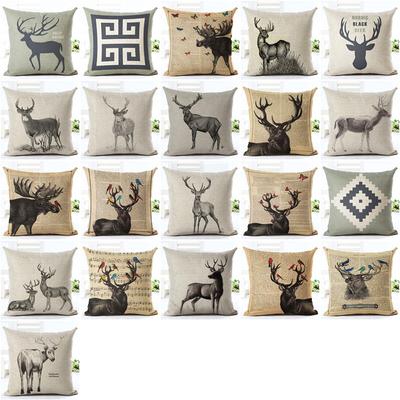 Drop Shipping Anpassad Älg Ny 24 stilar Linne Kuddfodral Geometrisk Deer Kuddfodral Nordisk stil Hemdekorativt kuddfodral