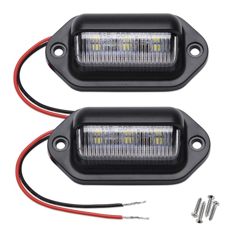 

2PCS White LED License Plate Light 12V 24V For SUV Truck Trailer Marker Side Lamp 6-SMD LED Bulbs Car License Plate Lights
