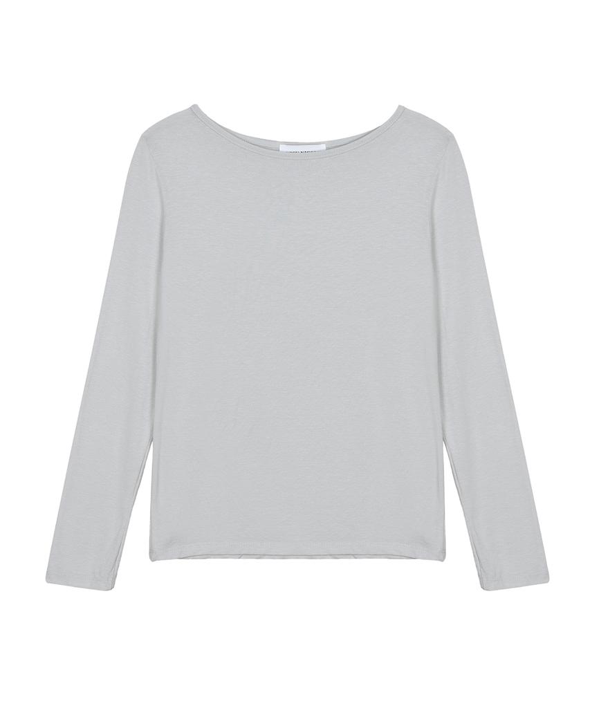 Nigaennikol [Essential] Essential Boat Neck Top_Light Gray