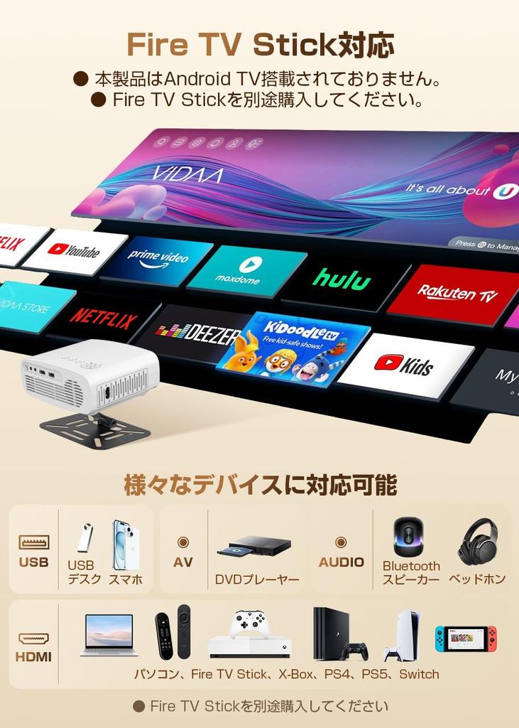 VOSCORDER Compact Projector with Ceiling Ceiling and Wall Mount Wired 1080P 4K Bluetooth HiFi Large Compatible with DVD and Japanese Instruction