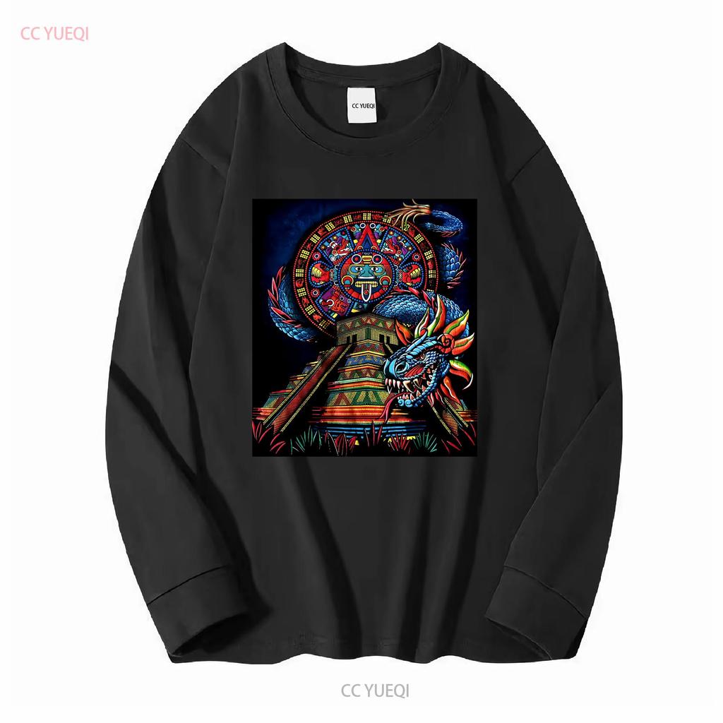 Unisexs Aztec Calendar Serpent T Shirt Vibrant Tribal Design Vintage Washed Fashion Stylish Breathable Versatile Soft Homme