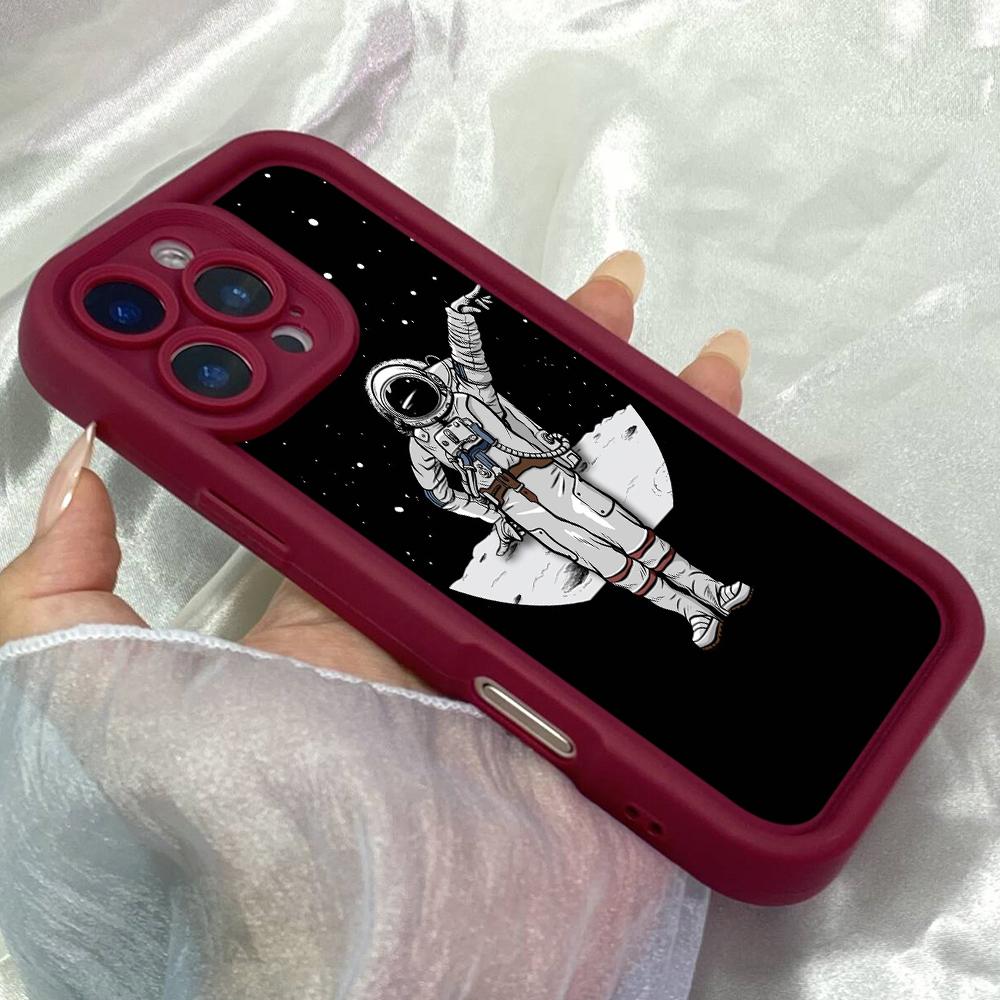 JT31 Astronaut First Man On Moon Landing Phone for for iPhone 17 Pro Max Samsung S26 A17 A16 A07 Xiaomi 15T Redmi Note 14 Pro Plus Soft TPU Case Cover