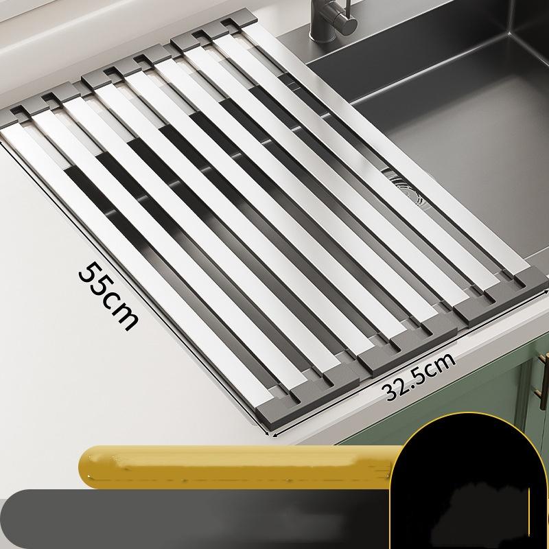Roll Up Dish Drying Rack Over Sink Drying Rack Sink Cover Kitchen Sink Accessories Gadget Multipurpose Organizer Foldable Stainl
