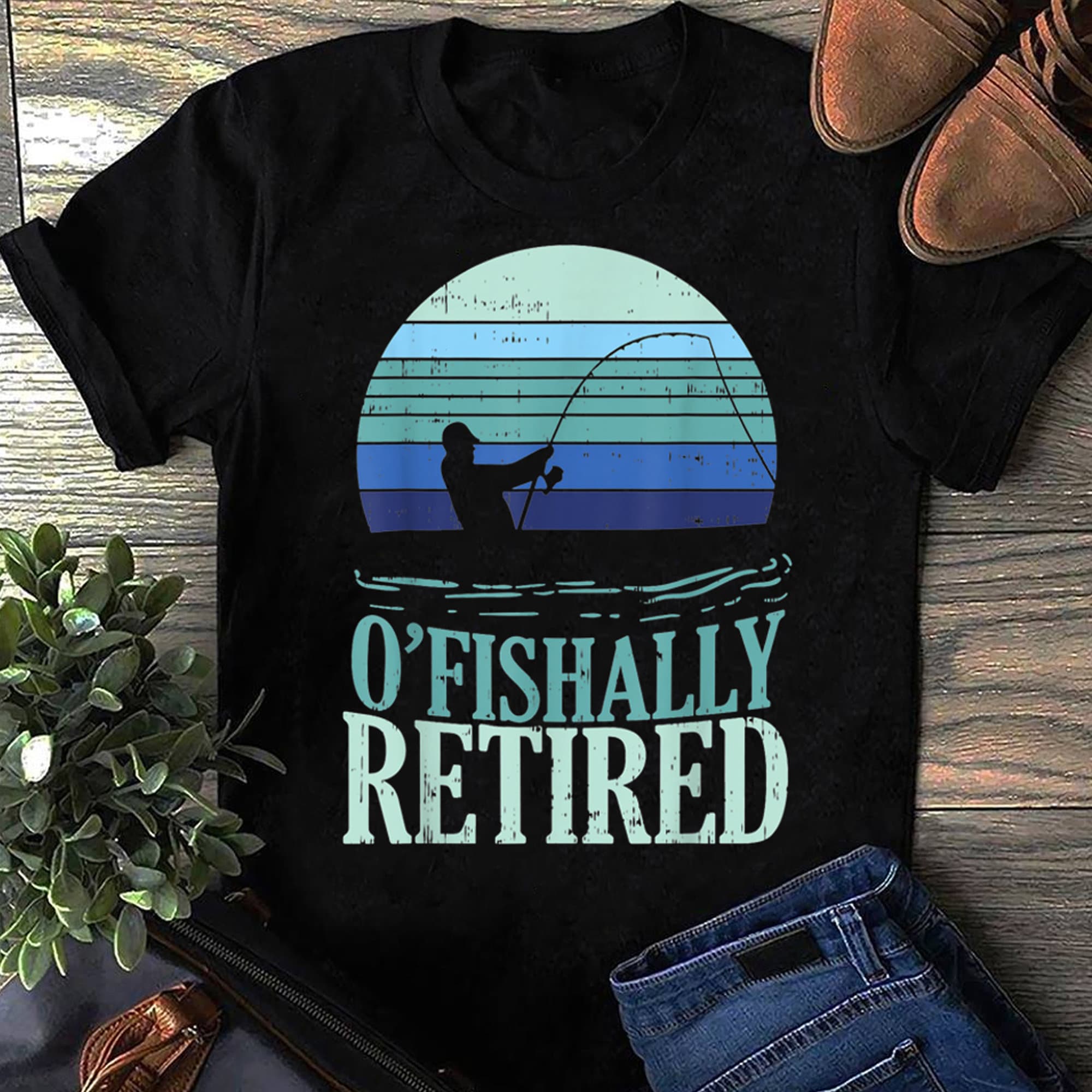 Ofishally Retired Fishing Retro Retirement Fishing Women T Shirt Men Tops Cotton Tees S чёрный