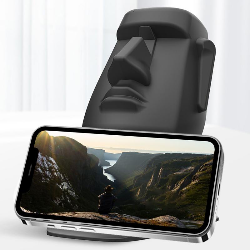 3in1 Creative Phone Holder Glasses Holder Desk Decoration Unique Resin Moai Statue Gift for Birthday Christmas Home Decor
