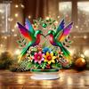 Hummingbird & Flowers Decor, , Home Tabletop Decorations, Nurseries, Home Desk Living Room Wooden Decoration, Restaurant Shop Decor