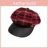 Trendy Winter Fall Plush Octagonal Beret With Grid Design For Womens Fashion