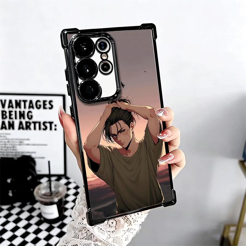 A-Attack On T-Titan Eren Yeager Plating Phone Case For Samsung Galaxy S24 S25 FE S26 Edge S23 Ultra S22 S21 Plus S20 Anti-Fall A