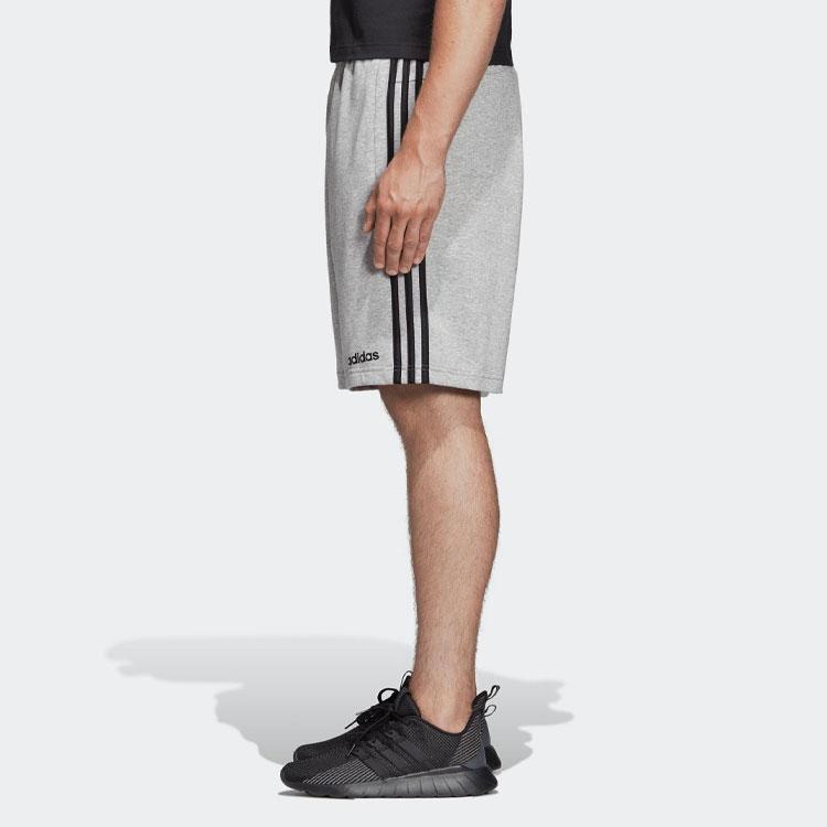 Adidas Striped Logo Training Knit Shorts Men Bottoms Grey DU7831