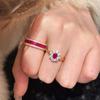 2026 High-end Weaving Design Blue Spinel Ring Light Luxury Red Corundum Earrings Colorful Treasure Set High Carbon Diamond Ear Buckle Women