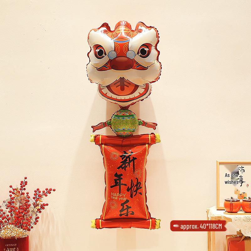 Lion Dance Balloon Decorations for Baby's Full Moon, First Birthday & Festive Photo Props