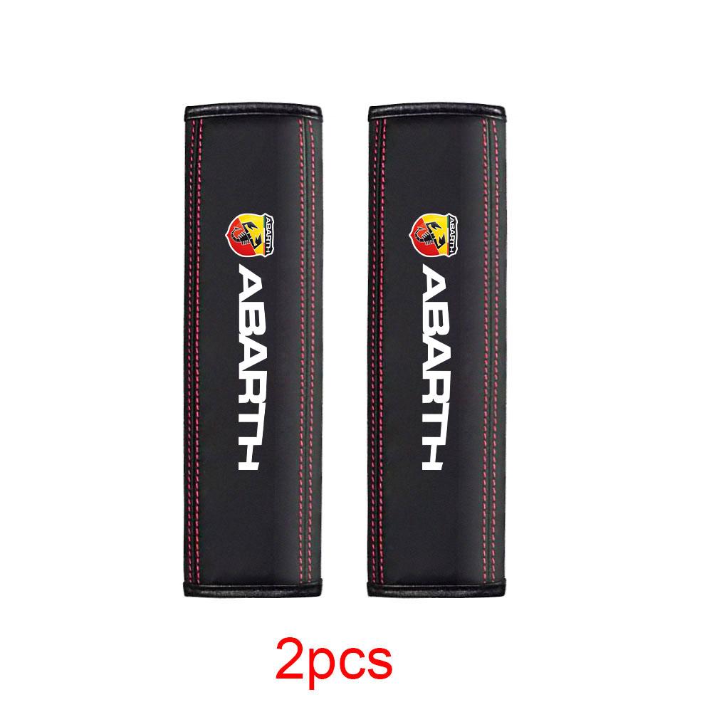 

2pcs Car Seat Belt Shoulder Pads Leather Decoration For Fiat Viaggio Abarth Punto 125 500