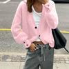 Simple Holiday Button Solid Color Long-sleeved Sweater Woolen Women's Clothing  Autumn Winter