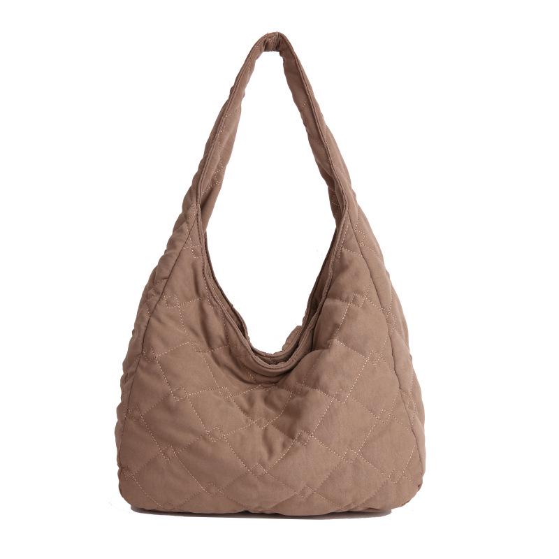 Women's Korean & Japanese Autumn/Winter Versatile Single Shoulder Crossbody Bag with Large Capacity & Simple Diamond Lattice Design
