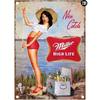 **Vintage Metal Poster, Pin Up Girl Wall Art, Bar Decor 8x12 Inch**
