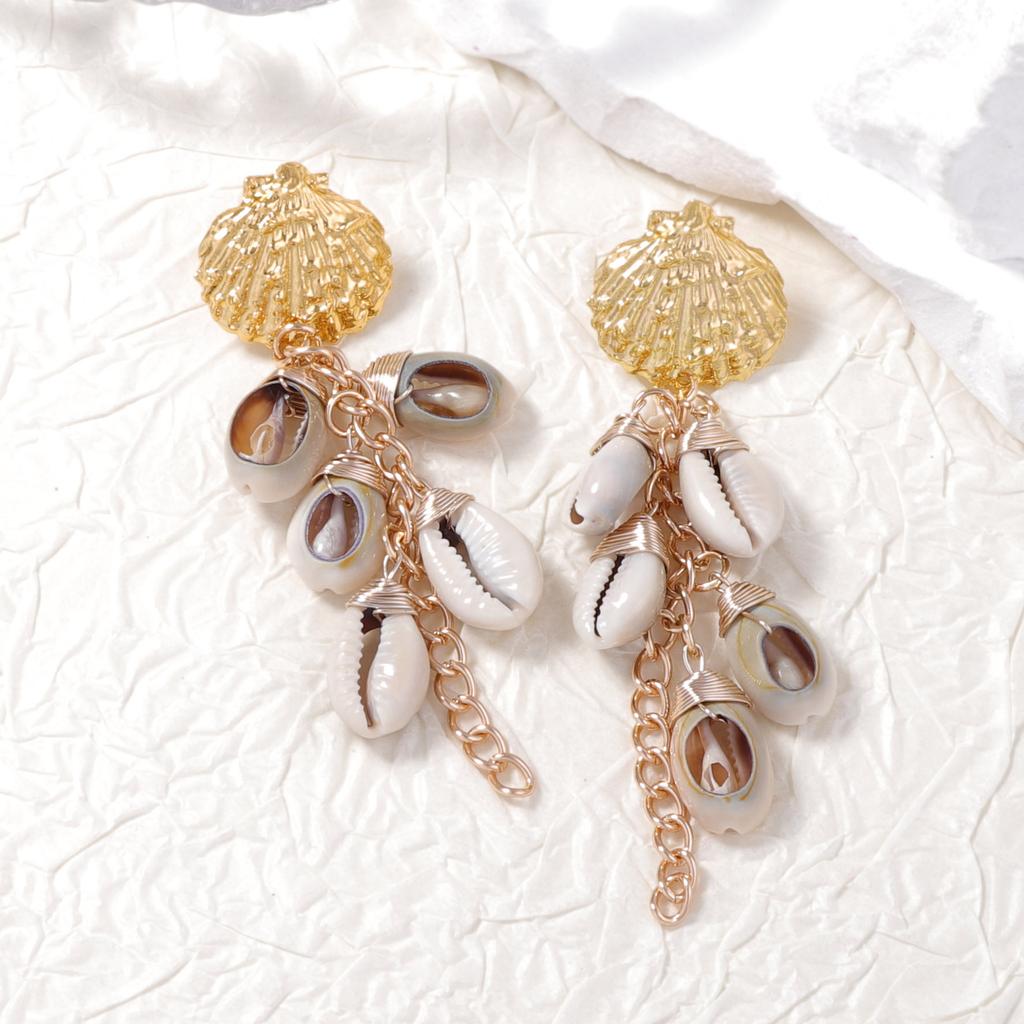 Bohemian Fashion Resort Casual Shell Alloy Scallop Earrings Versatile Beach Fashion Women's